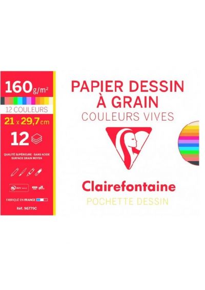 Papier dessin blanc à grain 160g pochette de 12 feuilles