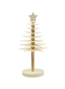 Lot de 10 sapins étoiles à monter en bois