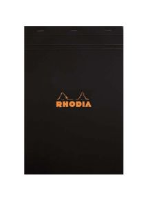 Bloc de bureau 80g Rhodia agrafé en tête, 160 pages, petits carreaux, format 21x29,7cm, noir