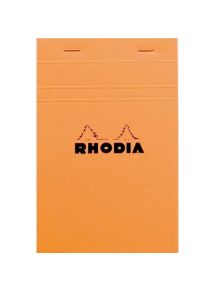 Bloc de bureau 80g Rhodia agrafé en tête, 160 pages, petits carreaux, format 14,8x21cm, orange