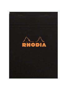 Bloc de bureau 80g Rhodia agrafé en tête, 160 pages, petits carreaux, format 14,8x21cm, noir
