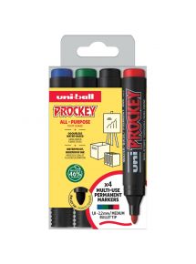 Marqueur permanent Prockey pointe ogive étui de 4 couleurs assorties