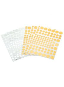 Gommettes rondes métallisées repositionnables, sachet de 12 feuilles or et argent