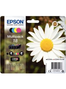 Epson PAQUERETTE / 18 lot 4 cartouches jet d'encre noire, cyan, magenta, jaune authentique (T180640)