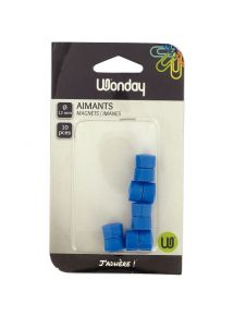 Blister de 10 punaises magnétiques, diamètre 12 mm bleu