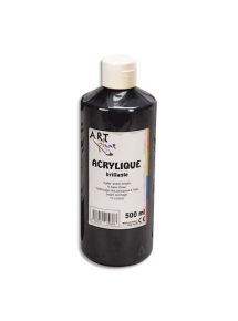 Peinture acrylique brillante, flacon de 500ml, noir