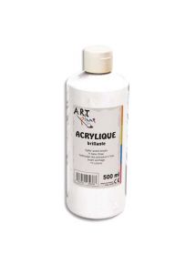 Peinture acrylique brillante, flacon 500ml, blanc