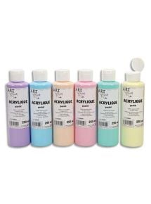 Peinture acrylique pastel ArtPlus, coffret de 6x250ml, couleurs assorties