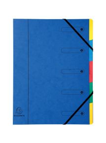 Trieur en carte lustrée avec élastiques 5 compartiments, coloris assortis