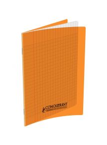 Cahier polypro 17x22cm, 32p, grands carreaux, orange