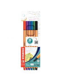 Stylo feutre Point 88, tracé 0,4mm, pochette de 6 coloris assortis