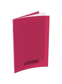 Cahier polypro 17x22cm, 96p, grands carreaux, rose