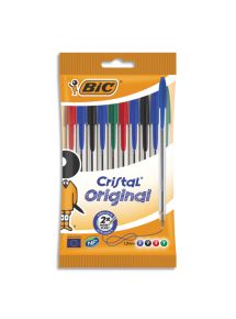 Pochette de 10 stylos bille pointe moyenne Bic Cristal
