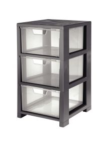 Tour de rangement 3 tiroirs gris foncé