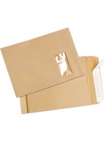 Paquet de 50 pochettes kraft armé 229x324mm 120g soufflet 30mm bande siliconée fenêtre 50x100mm