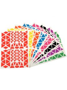 Gommettes triangles repositionnables, tailles et couleurs assorties, sachet de 18 planches