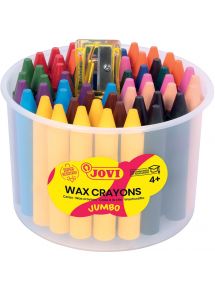 Pot de 60 crayons de cire vives assortis + 1 taille crayon