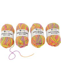 Lot de 4 pelotes de laine coloris arc en ciel, 50g