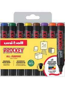 Boîte de 8 marqueurs Prockey pointe large biseautée assortis