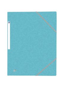 Chemise 3 rabats à élastique en carte lustrée, format A4, bleu clair