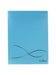 Cahier piqûre 96 pages , 24x32 cm, seyès, couverture polypropylène bleu