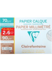 Calque 21x29,7cm + papier millimétré 21x29,7cm, lot de 6 + 6 feuilles