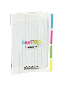 Cahier polypro 4 en 1, 24x32cm, 140p, grands carreaux, 90g