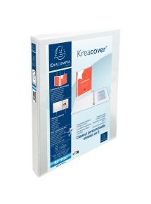 Classeur personnalisable KREACOVER format A4+, 4 anneaux diamètre 15 mm, blanc