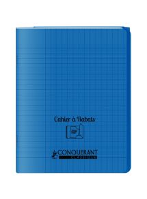 Cahier polypro avec rabat 17x22cm, 48p, grands carreaux, bleu
