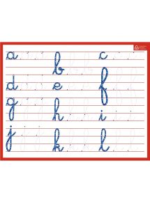 Ardoise blanche avec l'alphabet en minuscule cursive