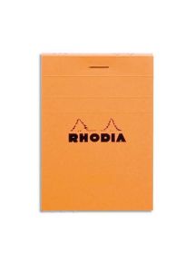 Bloc de bureau 80g Rhodia agrafé en tête, 160 pages, petits carreaux, format 8,5x12cm, orange