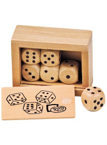 Mini coffret de 6 dés en bois