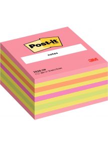 Cube de 450 feuilles de notes post-it repositionnables 76 x 76 mm coloris néon rose