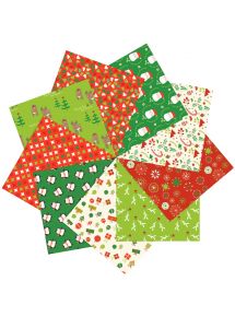 Origami Noël imprimé 2 faces avec 1 planche de stickers yeux, pochette de 60 feuilles 20x20cm