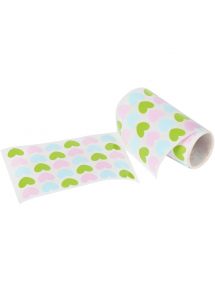 Gommette autocollante forme cœur 20x18mm couleur pastel, rouleau de 900