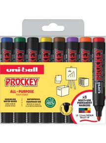 Marqueur permanent Prockey pointe ogive étui de 8 couleurs assorties