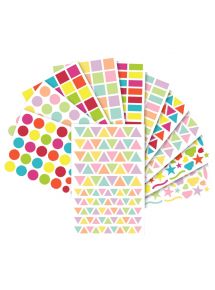 Gommette carré, 212 gommettes assorties couleur vives et pastels assorties