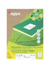 Boîte de 200 étiquettes multi-usages blanches recyclées 148,5x210mm