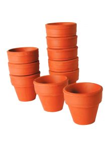 Lot de 10 pots en terre cuite, hauteur 4 cm