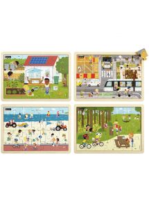 Lot de 4 puzzles, éco-citoyens
