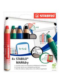 Crayons de bois Woody 3 en 1 multi-surfaces, pochette de 4 couleurs assorties