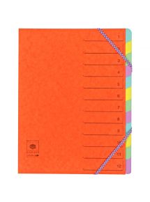Trieur en carte lustrée avec élastiques 12 compartiments, coloris assortis