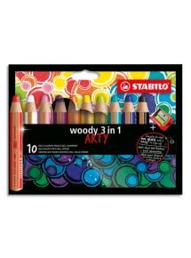 Crayon de couleur multi-surfaces Woody 3 in 1 Arty, boîte de 10