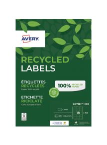 Etiquettes adhésives blanches 100% recyclée 63,5x46,6mm, boîte de 1800