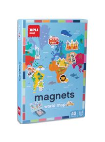 Boîte de 40 magnets pour construire une carte du monde avec support