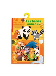 Gommette adhésive colorée thème des bébés animaux, boîte de 80