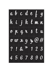 Pochoir textile adhésif alphabet et chiffres, format 12x18cm