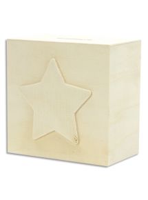 Tirelire étoile en bois à décorer, dimensions 100x100x60mm