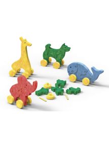 Sachet de 4 animaux puzzles 3D à assembler 