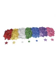 Gommette étoile en mousse pailletée adhésives, tailles et coloris assortis, sachet de 500